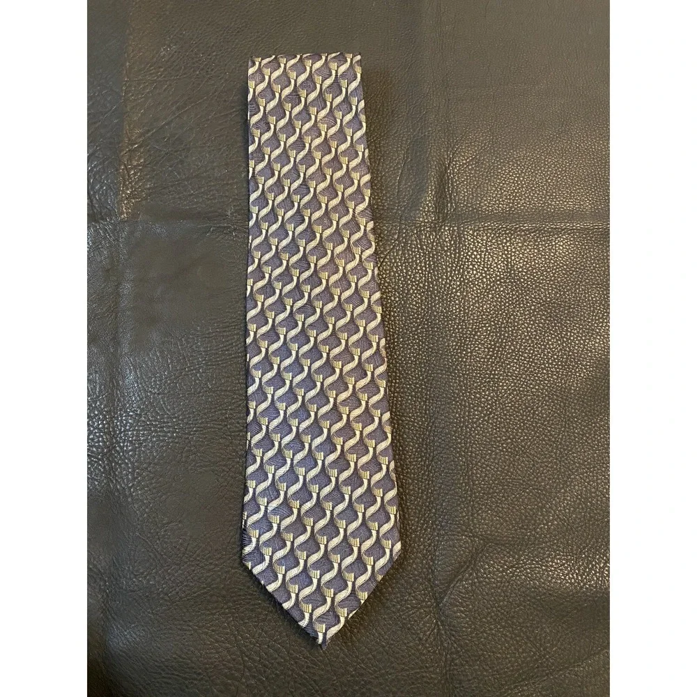 Bardelli Roma Mens Necktie Black Tan Geometric 100% Silk Made In Italy Classic